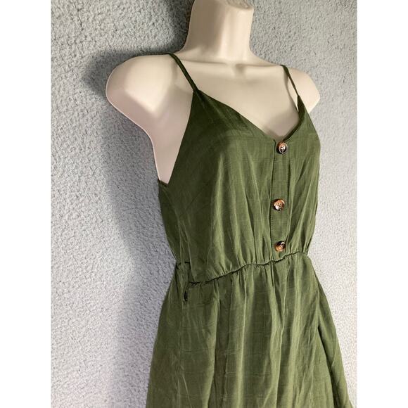 Women's Green Wrap Cami Midi Dress One Size Casual‎ - Picture 5 of 10